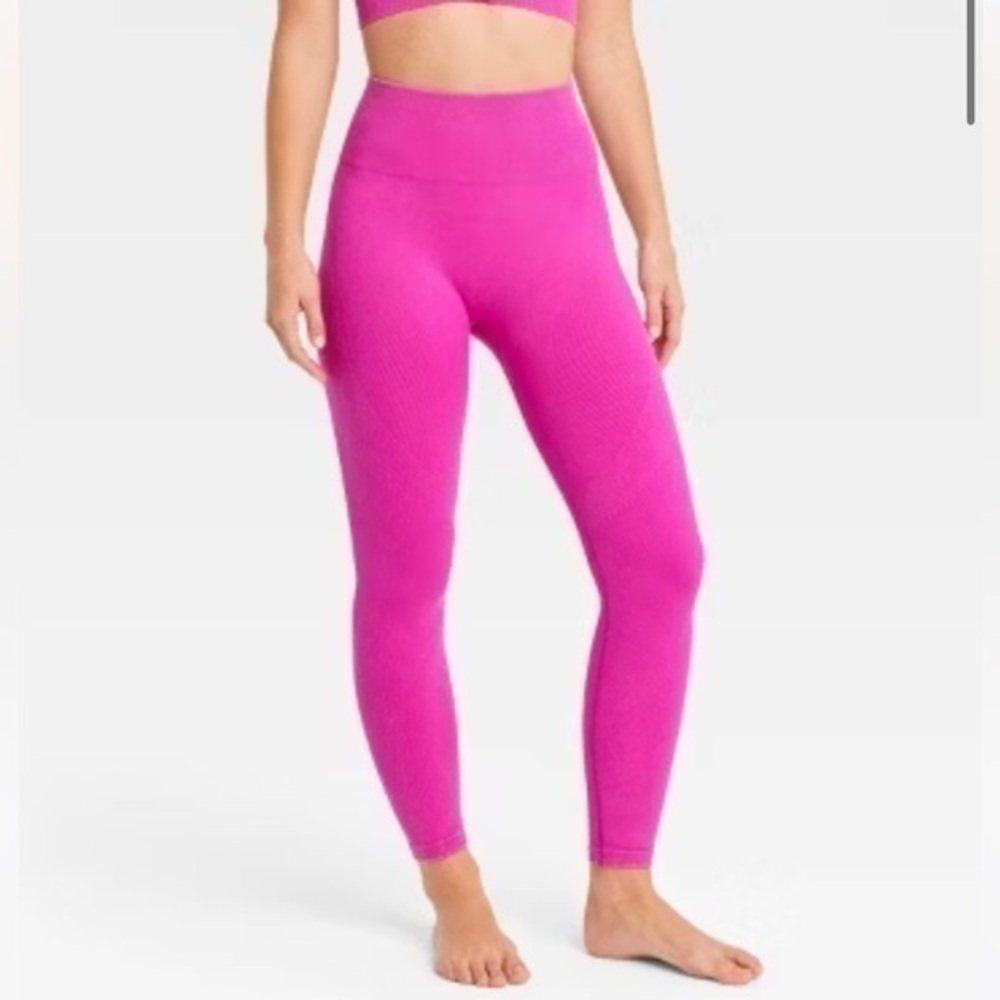 Joy Lab Highrise Bubble Gum Pink Ribbed Leggings